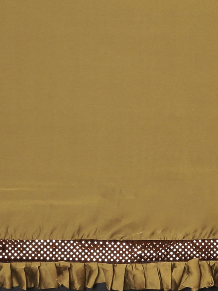 Neerus Brown crepe embellished saree with blouse - side view