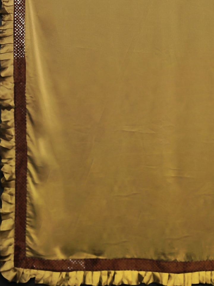 Neerus Brown crepe embellished saree with blouse - detail view 1