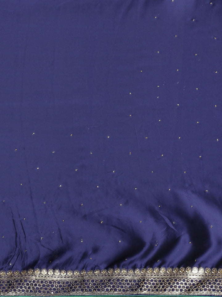 Neerus Blue Embellished Saree With Blouse