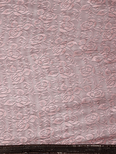 Neeru's Peach Textured Saree With Blouse