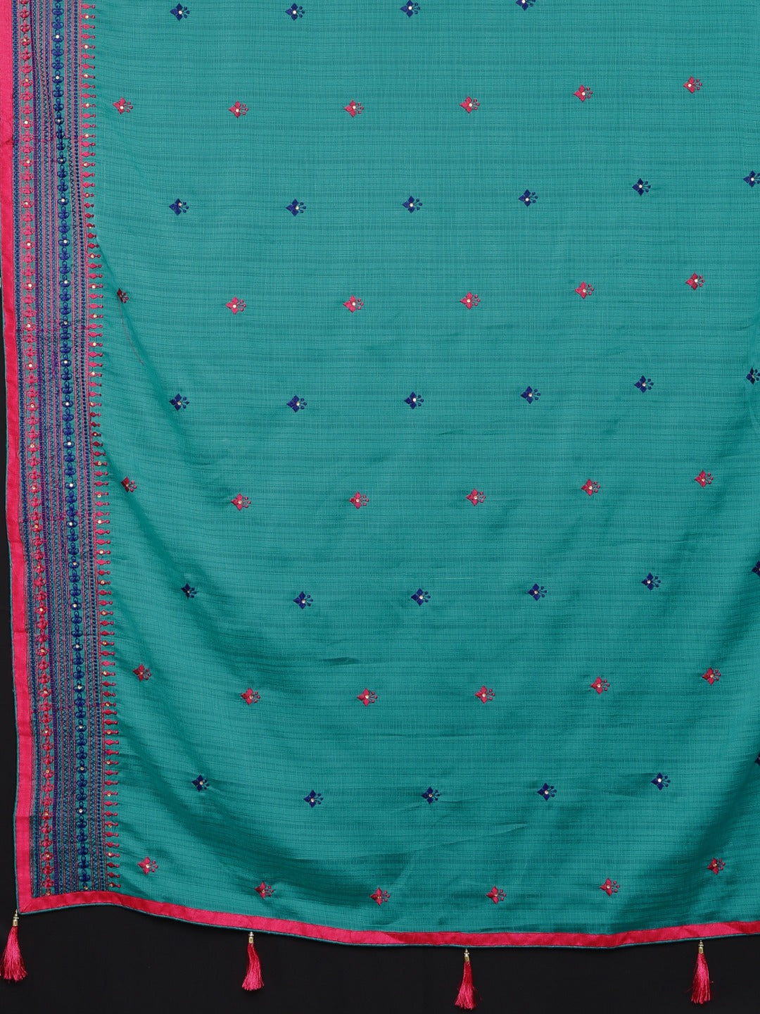 Neerus Blue Embroidered Saree With Blouse