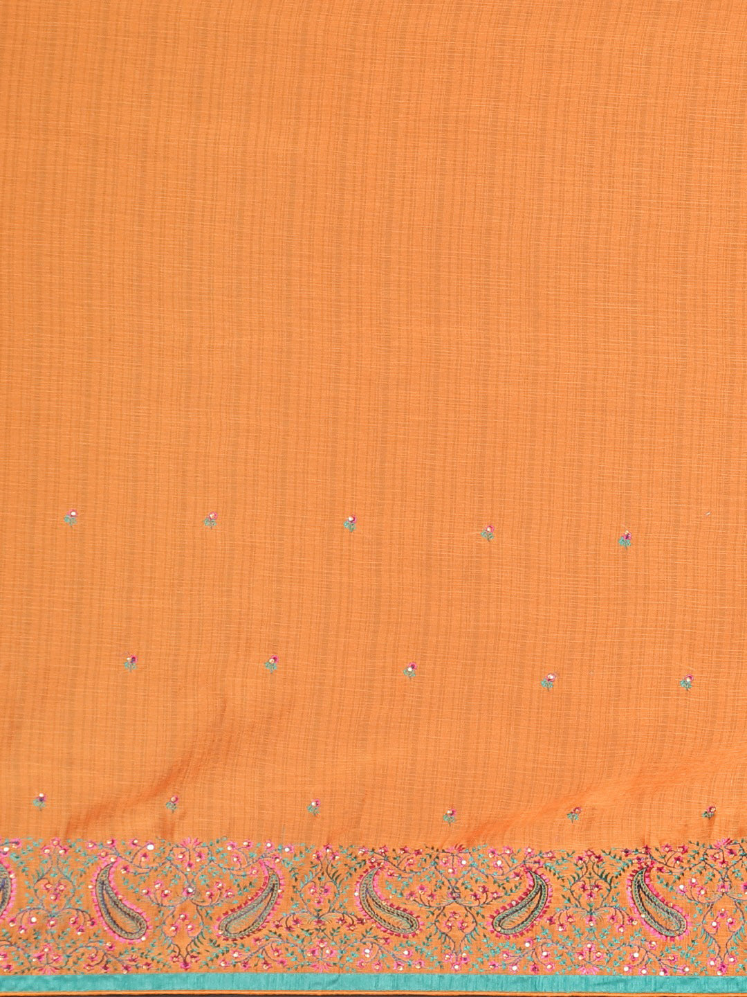 Neerus Orange Embroidered Saree With Blouse
