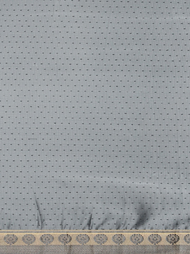 Neerus Grey Printed Saree With Blouse