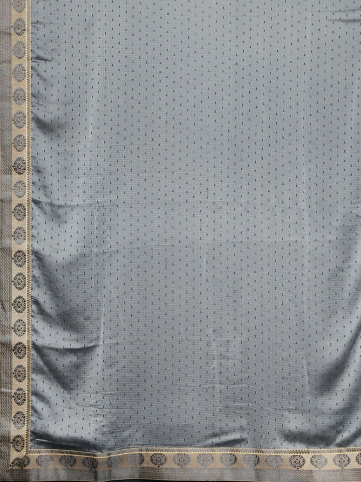 Neerus Grey Printed Saree With Blouse