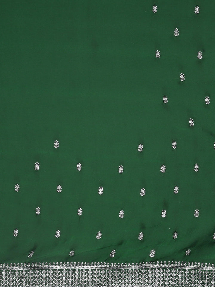 Neerus Green crepe woven zari saree - side view
