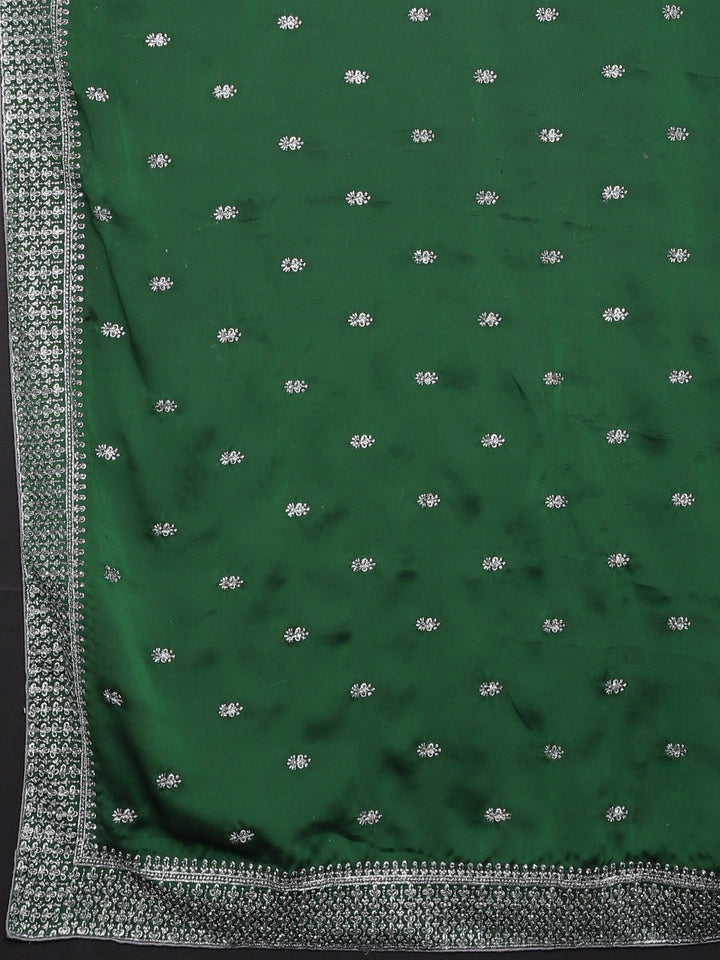 Neerus Green crepe woven zari saree - detail view 1