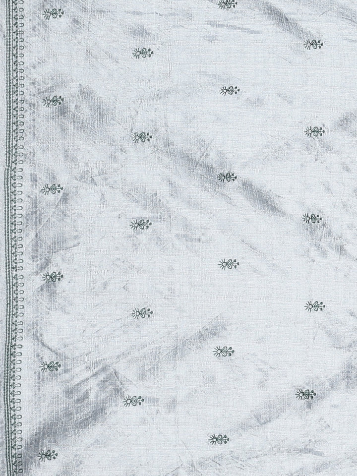 Neerus Green crepe woven zari saree - detail view 3