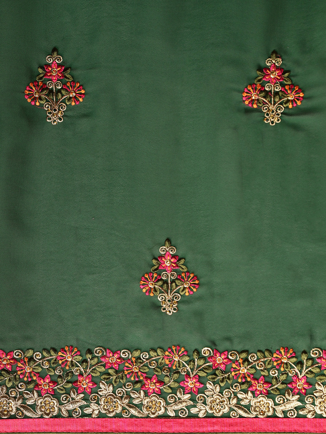 Neeru's Green Embroidered Saree With Blouse