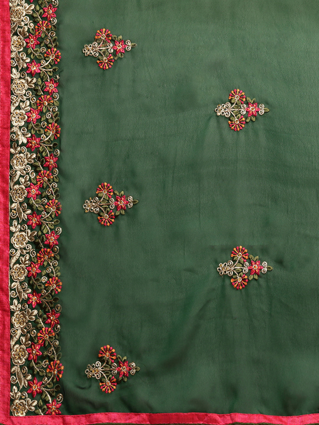 Neeru's Green Embroidered Saree With Blouse