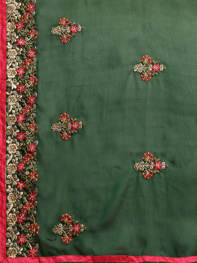 Neeru's Green Embroidered Saree With Blouse