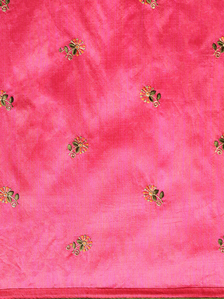 Neerus Green Embroidered Saree With Blouse