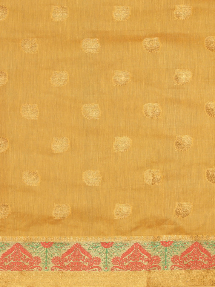 Neerus Yellow Textured Saree With Blouse