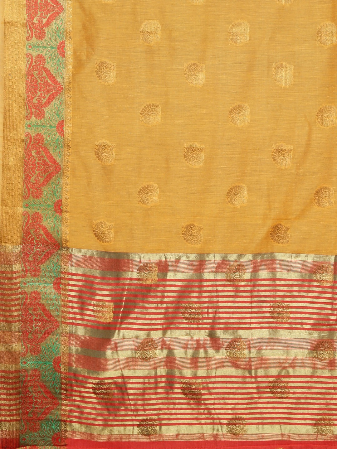 Neeru's Yellow Textured Saree With Blouse