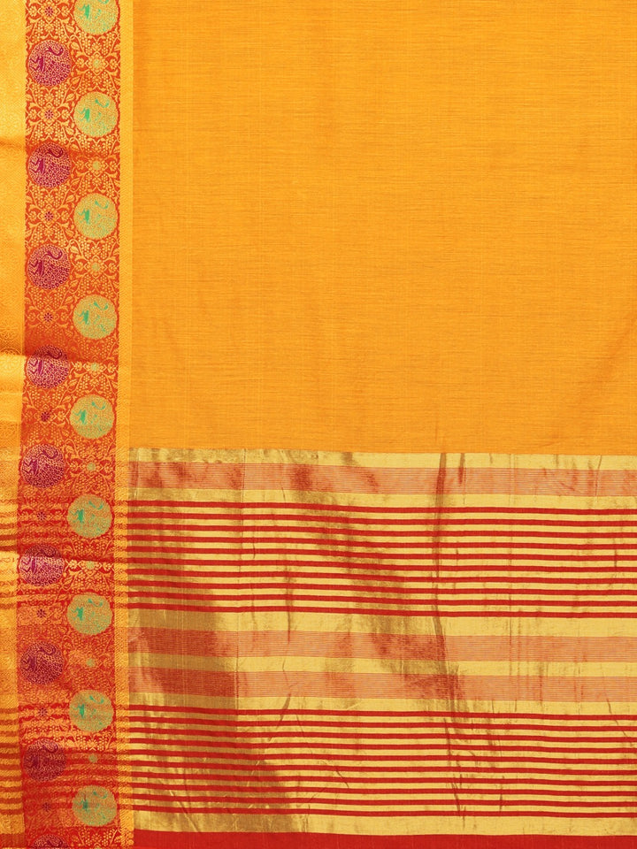 Neerus Amber Textured Saree With Blouse