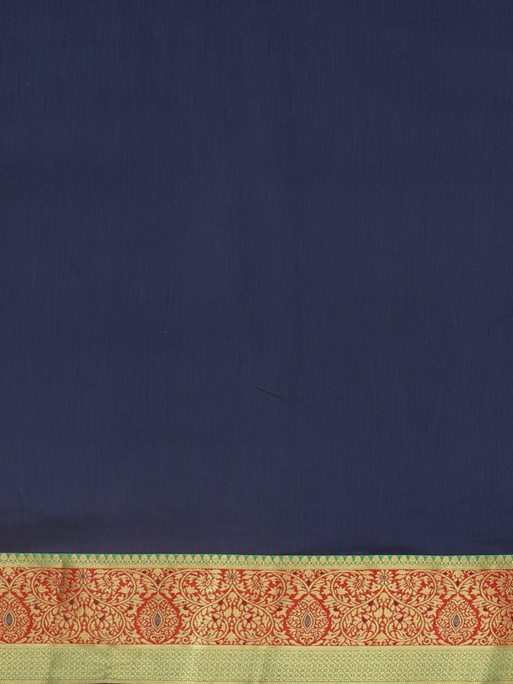 Neerus Blue Textured Saree With Blouse