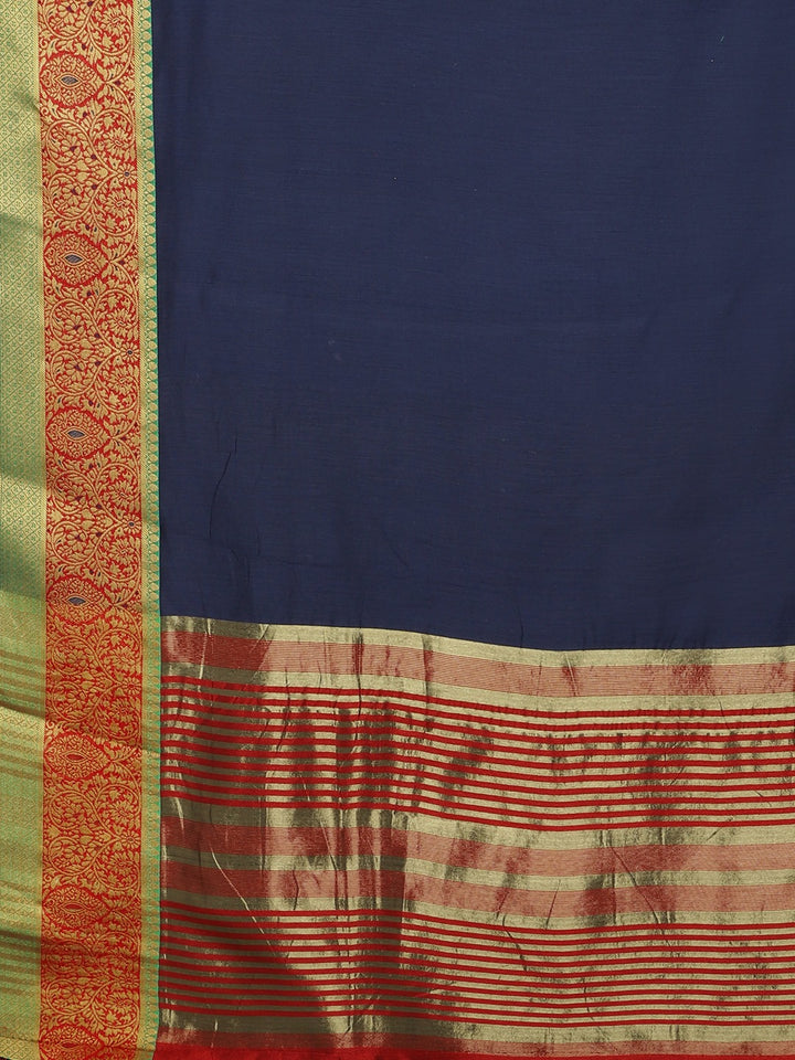 Neerus Blue Textured Saree With Blouse