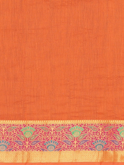 Neeru's Orange Textured Saree With Blouse