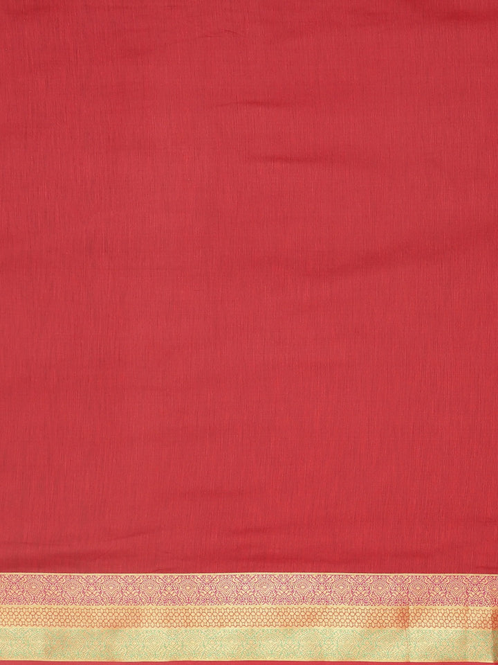 Neerus Red Chanderi woven saree - side view