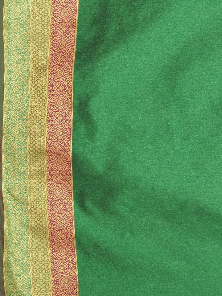 Neerus Red Chanderi woven saree - detail view 3