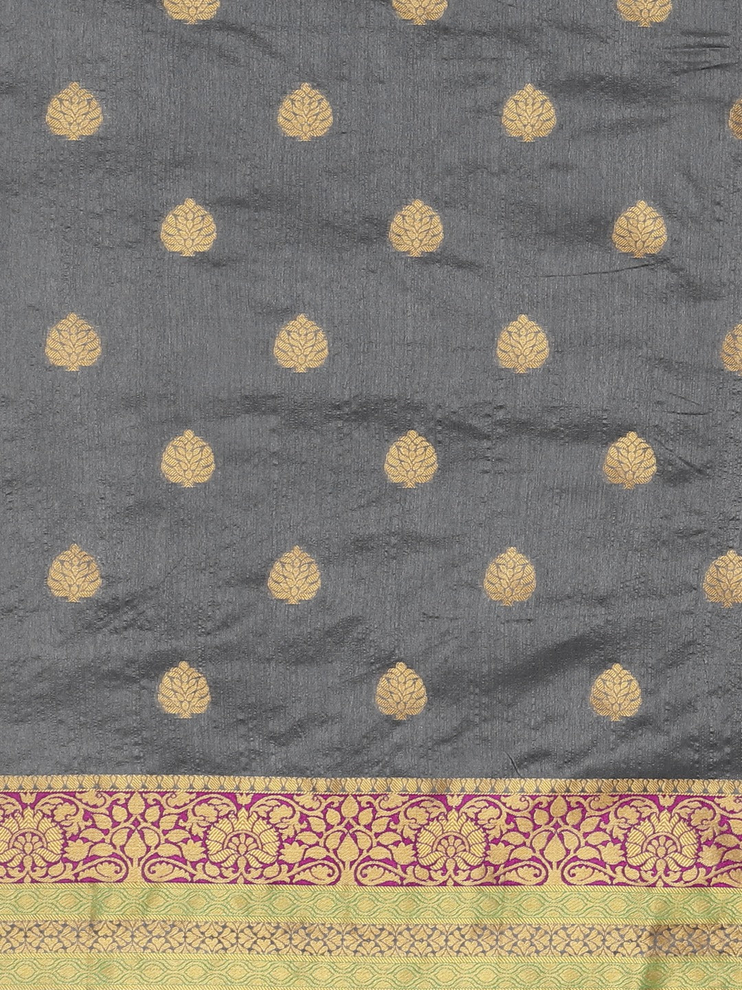 Neerus Grey Color Silk Cotton Fabric Saree With Blouse Piece