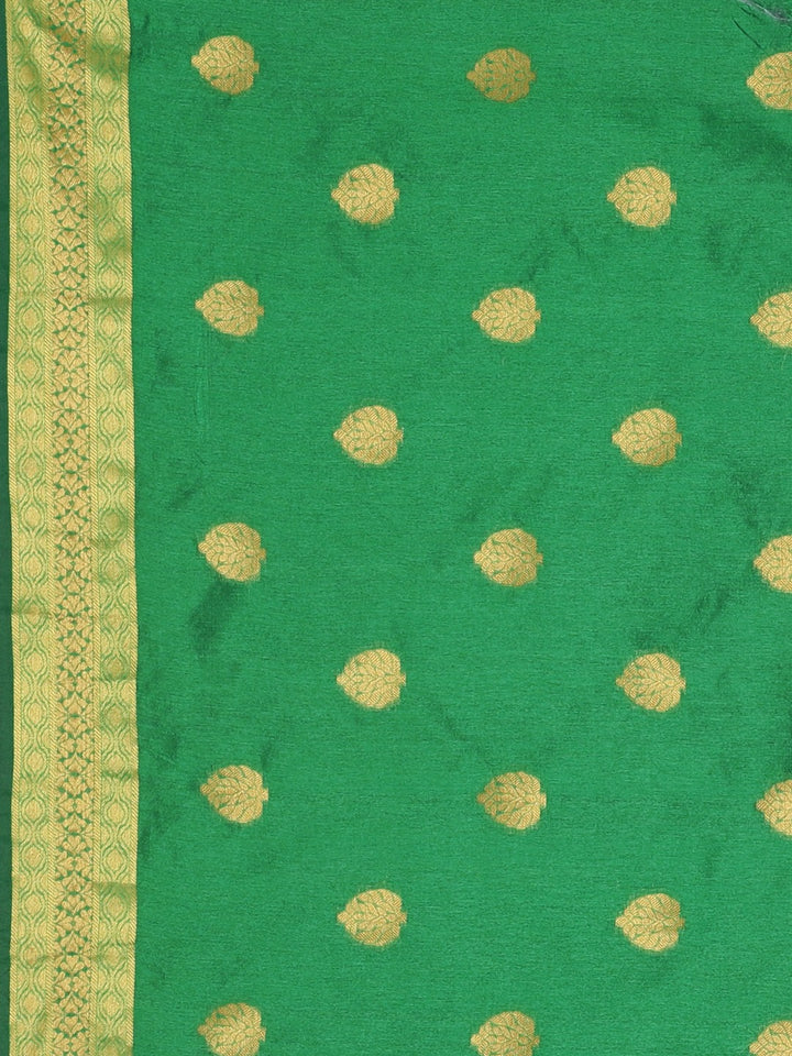 Neerus Grey Color Silk Cotton Fabric Saree With Blouse Piece