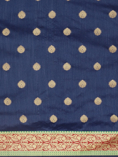 Neeru's Blue Textured Saree With Blouse