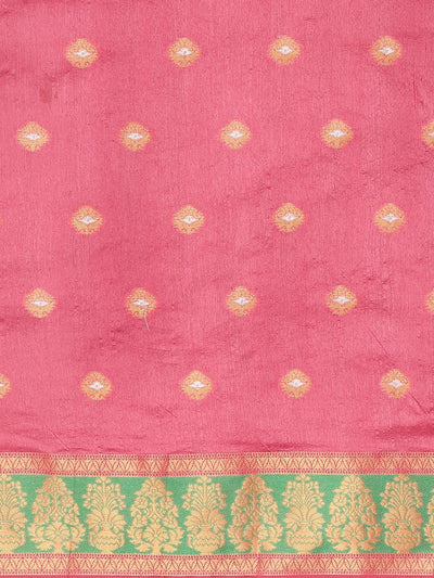 Neeru's Pink Color Silk Cotton Fabric Saree With Blouse Piece