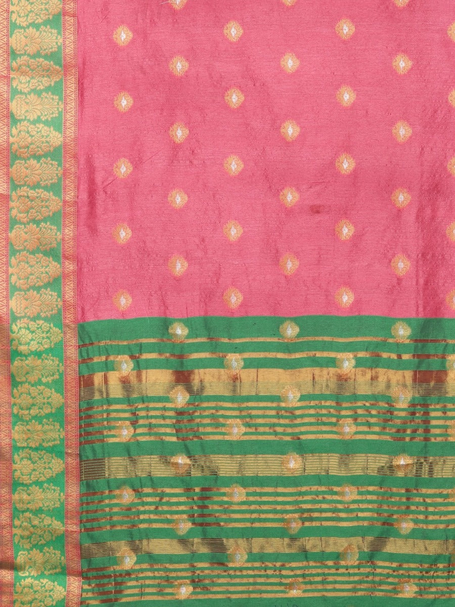 Neerus Green Textured Saree With Blouse