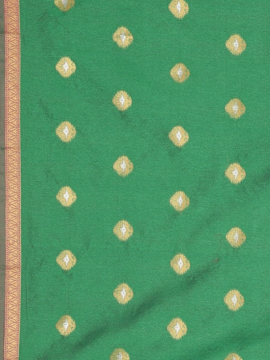 Neerus Green Textured Saree With Blouse