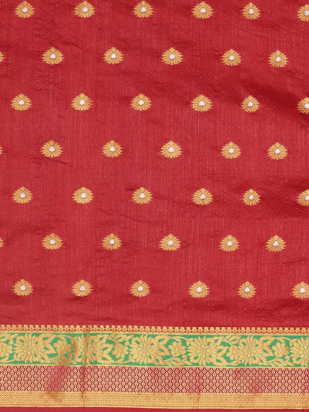 Neerus Red Textured Saree With Blouse
