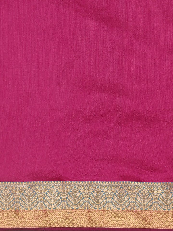 Neerus Pink Textured Saree With Blouse