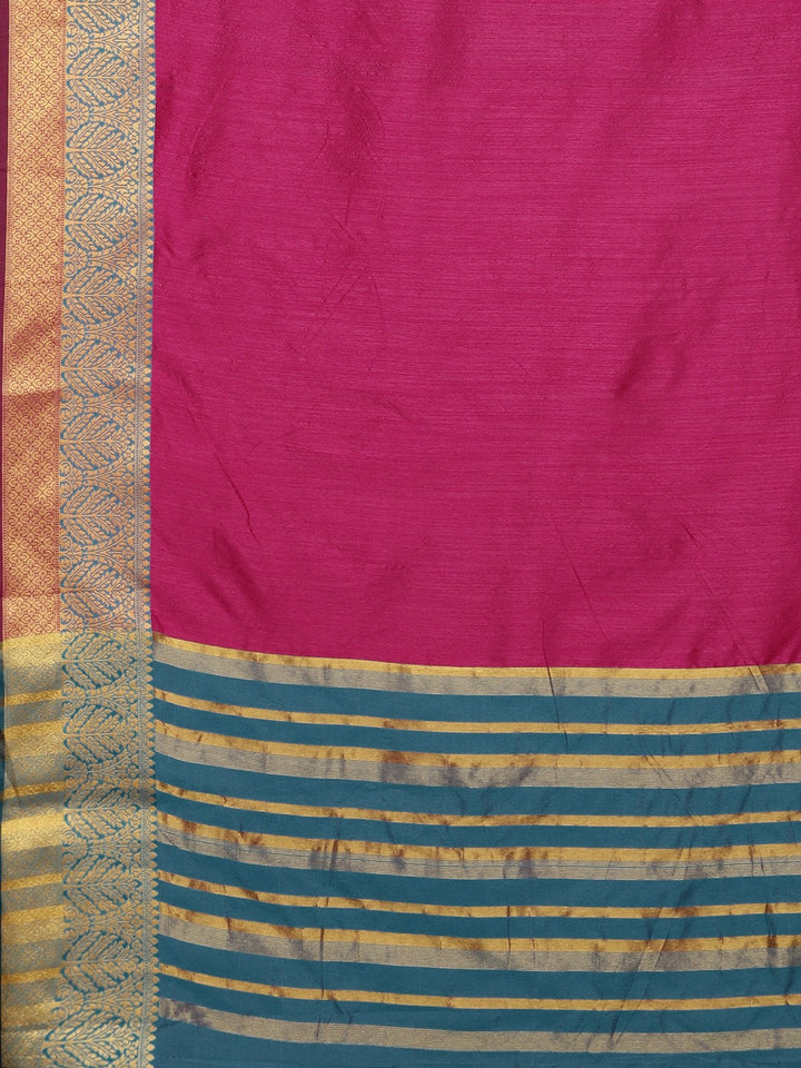 Neerus Pink Textured Saree With Blouse