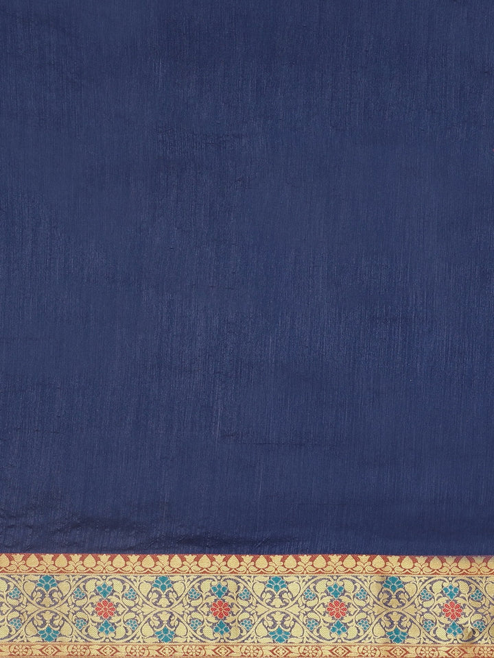 Neerus Blue Textured Saree With Blouse