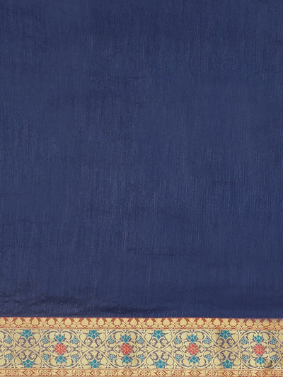 Neeru's Blue Textured Saree With Blouse