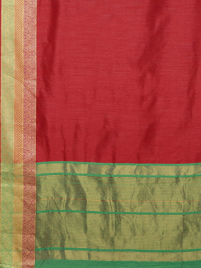 Neeru's Red Textured Saree With Blouse