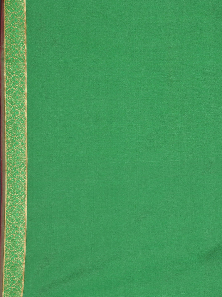 Neerus Red Textured Saree With Blouse