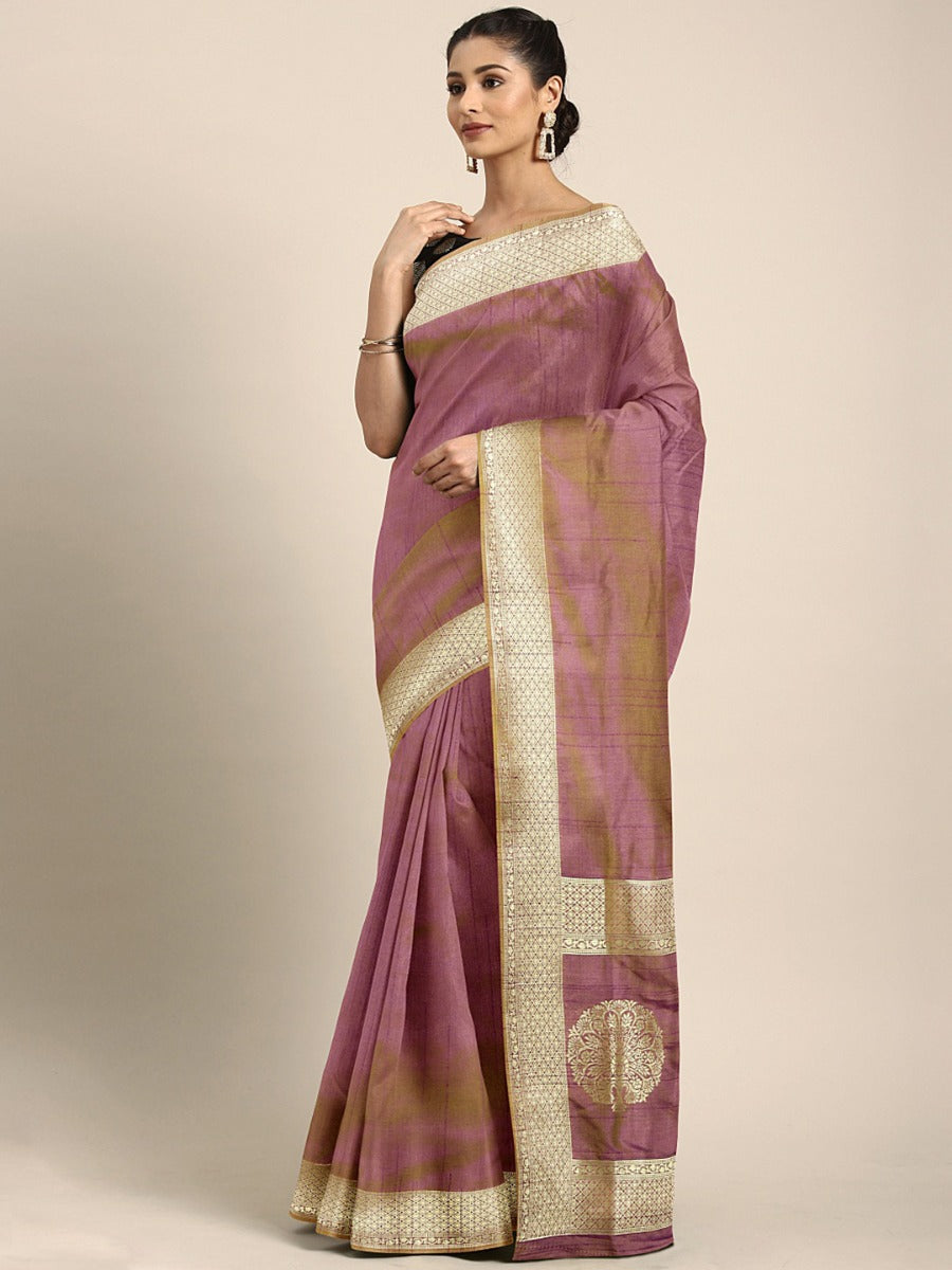 Neeru's Purple Textured Saree With Blouse