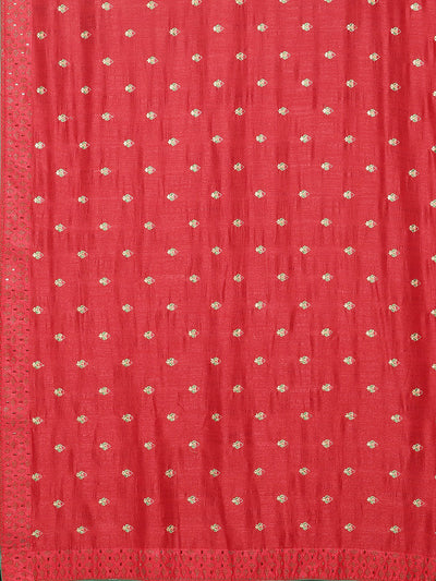 Neeru's Red Embroidered Saree With Blouse