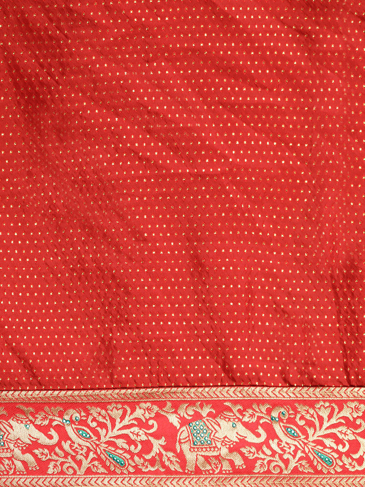 Neerus Yellow Textured Saree With Blouse