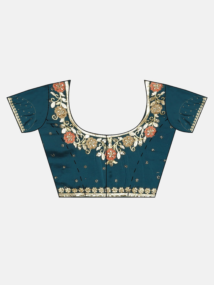 Neerus Navy Blue Navy Blue Poly Crepe Embellished Saree