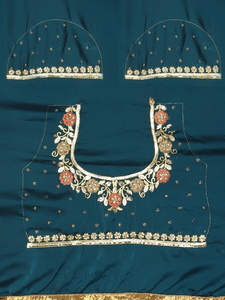 Neerus Navy Blue Navy Blue Poly Crepe Embellished Saree