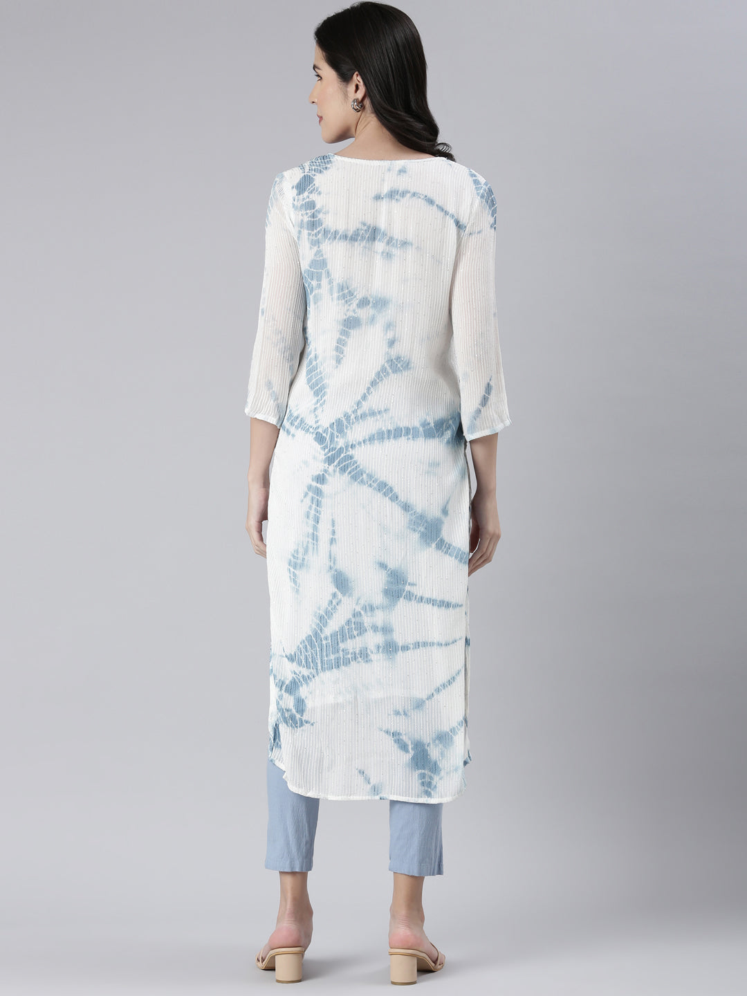 Neerus Indigo Straight Printed Cotton Kurtas