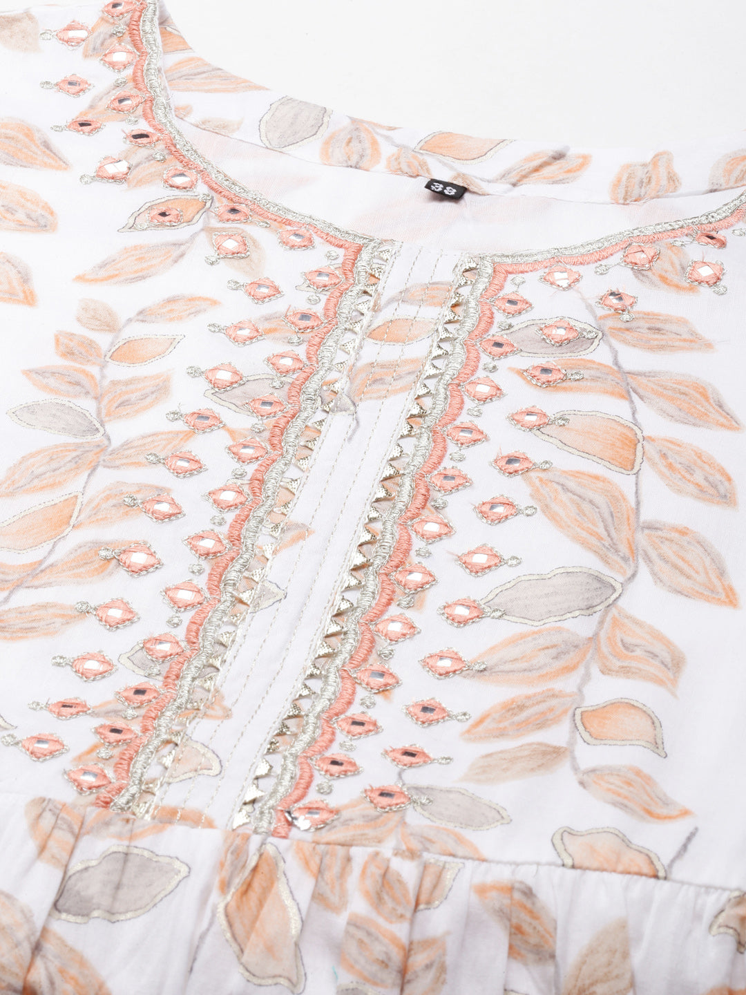 Neerus Peach Maxi Casual Printed Dresses