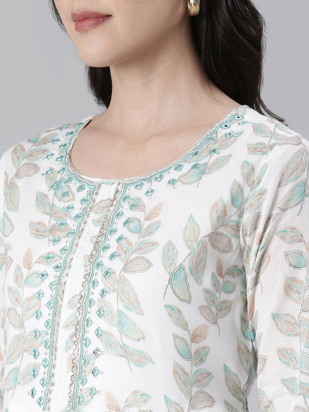 Neerus Green Maxi Casual Printed Dresses