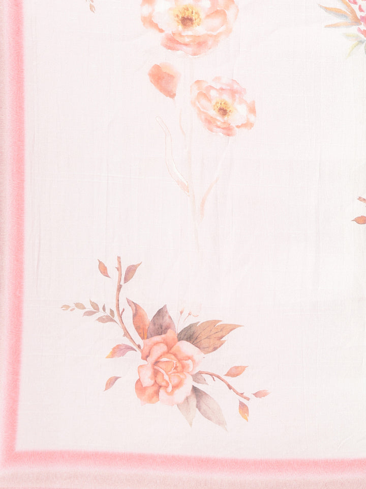 Neerus Pink printed straight kurta set with trouser and dupatta - detail view 4