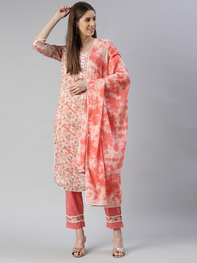 Neerus Women  Carrot Printed Calf Length Kurta And Trousers With Dupatta