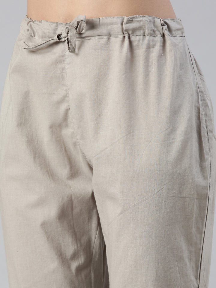 Neerus Multi cotton printed kurta set with trouser and dupatta - detail view 3