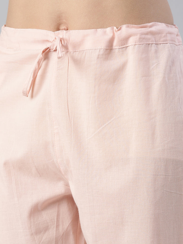 Neerus Pink printed kurta set with trouser and dupatta - detail view 4
