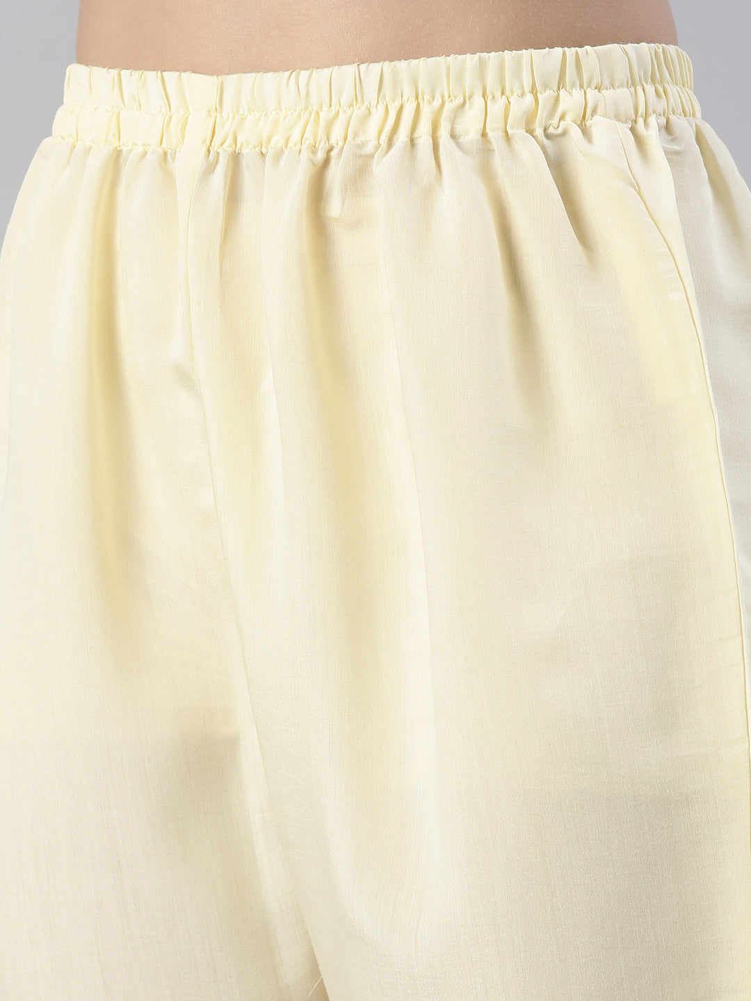 Neerus Yellow embroidered kurta set with trouser and dupatta - detail view 3