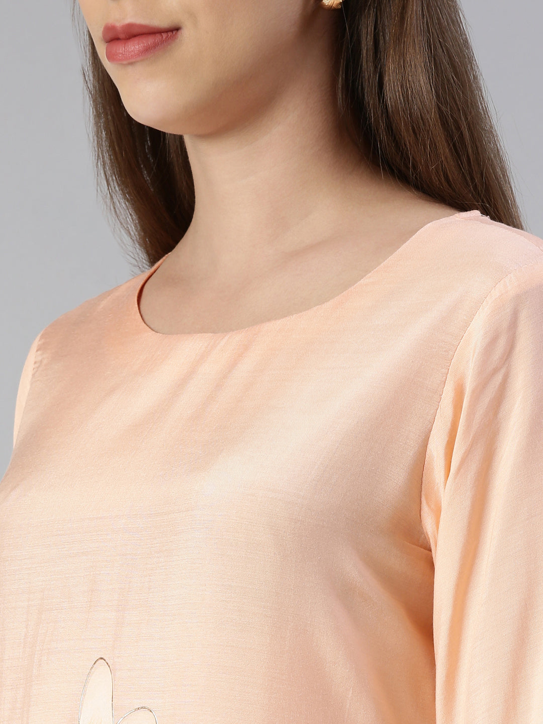 Neerus Orange muslin printed suit set - detail view 1